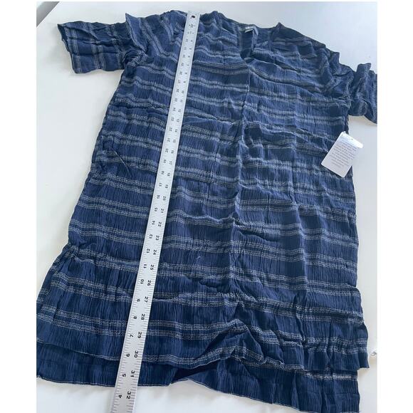 Ellos Dress Women 10 Blue Stripe‎ V Neck Tunic Shift Side Slit - Picture 7 of 8